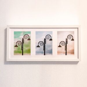 Bilderrahmen mit drei Laternenstimmungsbildern