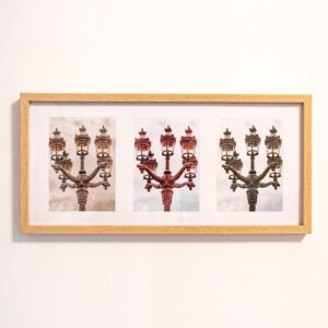 Bilderrahmen mit drei Laternenstimmungsbildern