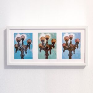 Bilderrahmen mit drei Laternenstimmungsbildern